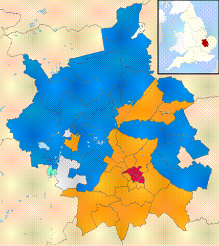 Map of Cambridgeshire Council seat holdings before the May 2025 local election